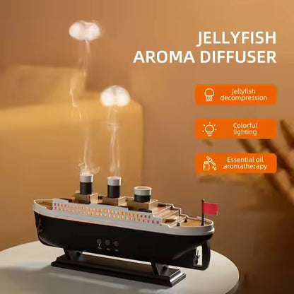 Humidificateur d'air Rétro Design Bateau - Diffuseur Aromathérapie Ultrasonique avec Télécommande