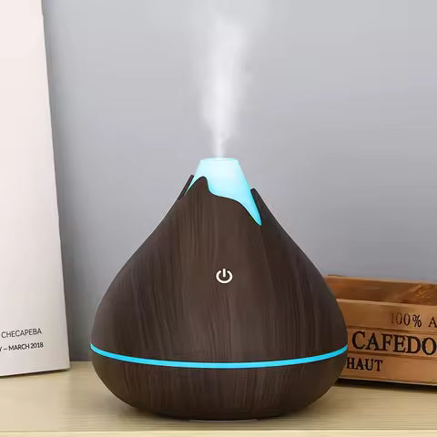 Diffuseur Huiles Essentielles Aromathérapie 350ML Bois LED 7 Couleurs