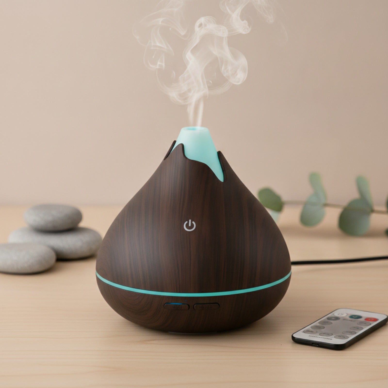 Diffuseur Huiles Essentielles Aromathérapie 350ML Bois LED 7 Couleurs