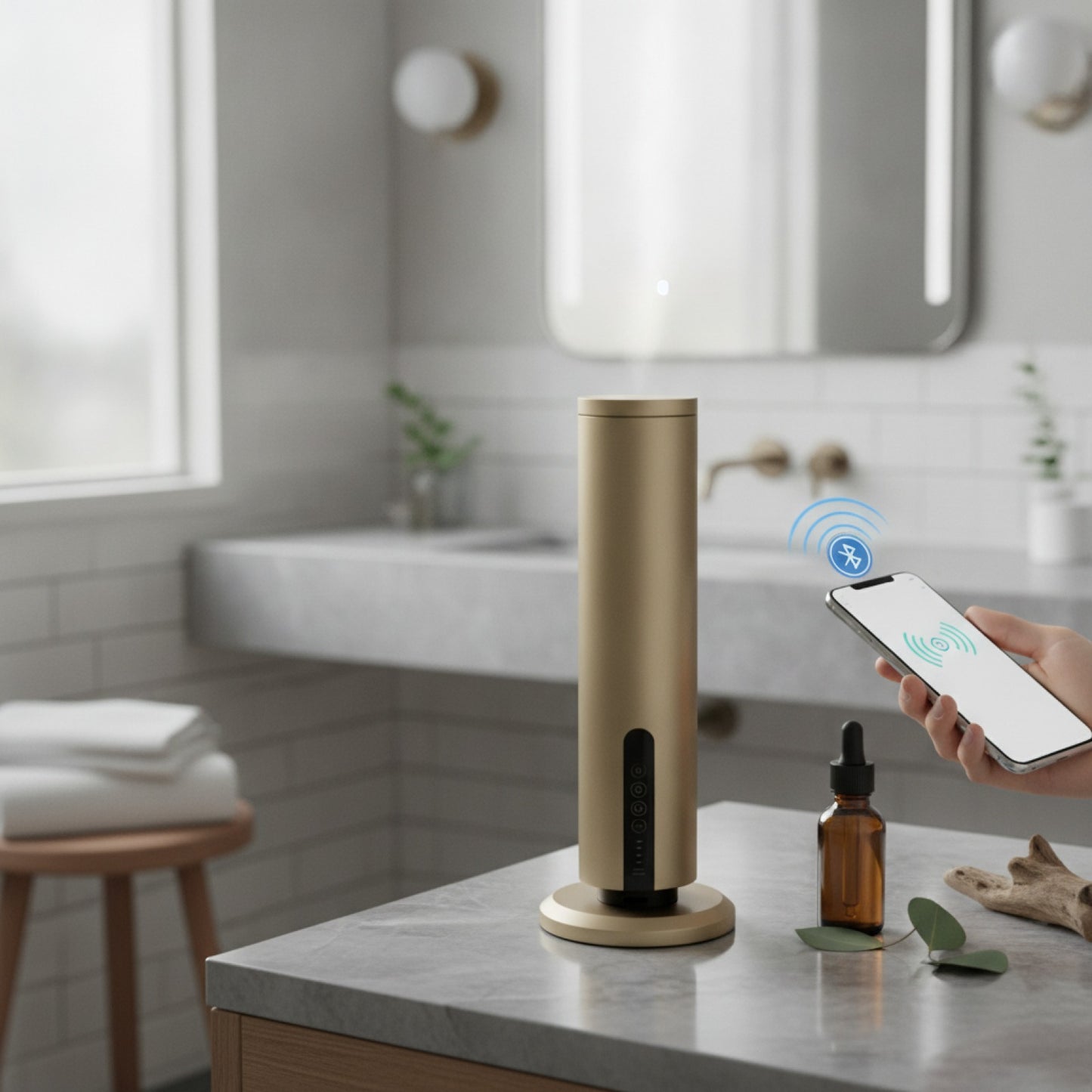 Diffuseur d'Huiles Essentielles Intelligent Connecté - Grande Couverture 300m³ pour Maison & Hôtel