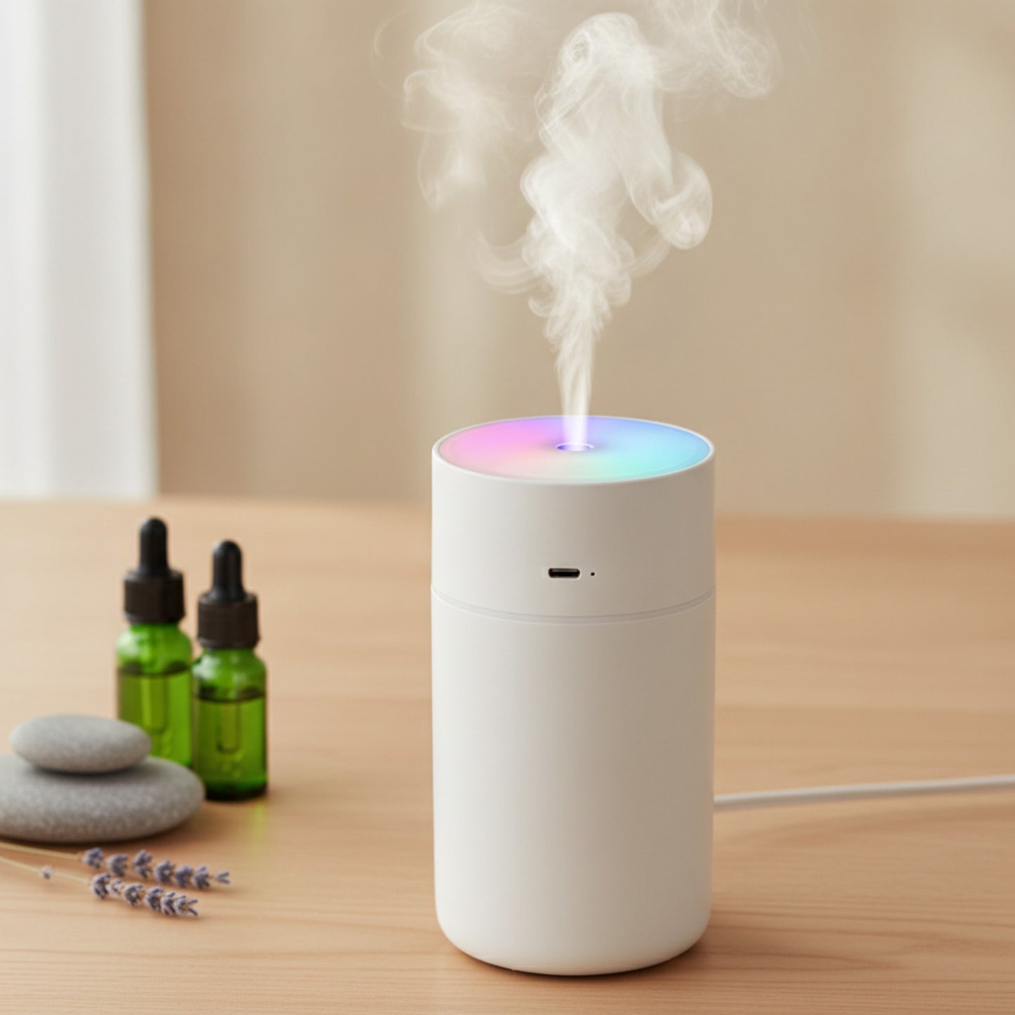 Mini Humidificateur d'Air Portable HOMEFISH - USB Rechargeable, Diffuseur d'Arôme Sans Fil