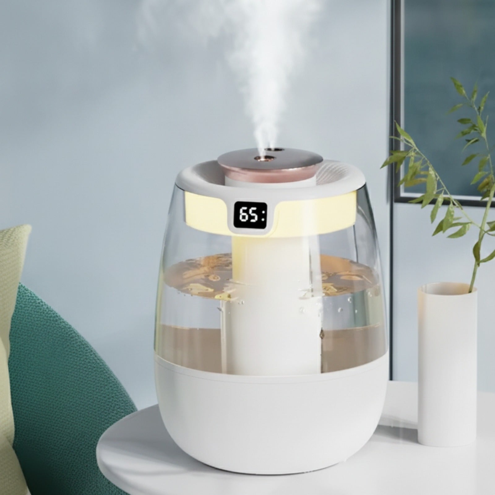 Humidificateur d'air professionnel grande capacité - Double brumisation silencieuse pour maison et bureau