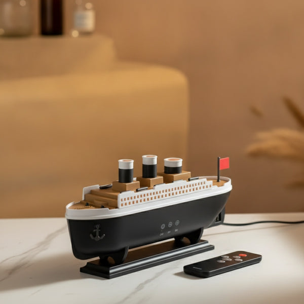Humidificateur d'air Rétro Design Bateau - Diffuseur Aromathérapie Ultrasonique avec Télécommande