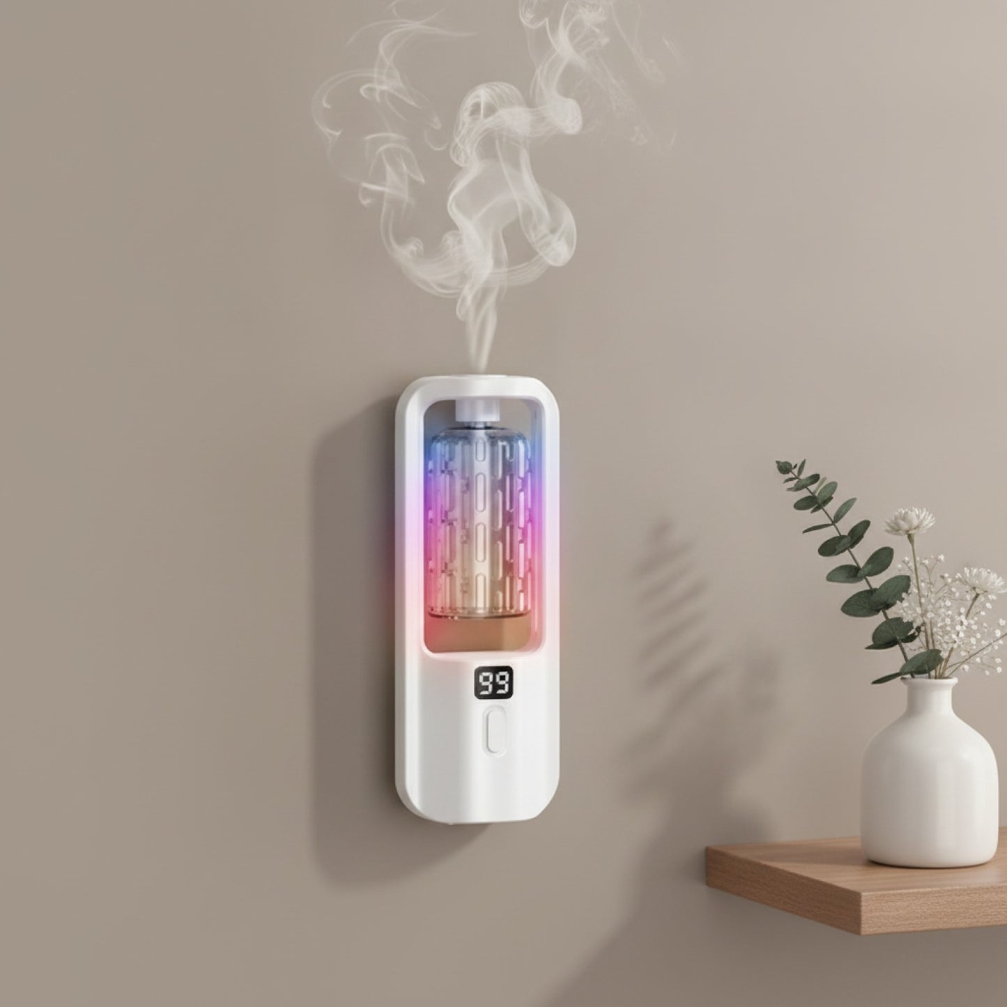 Diffuseur d'arômes mural automatique avec lumière colorée - Purificateur d'air et humidificateur