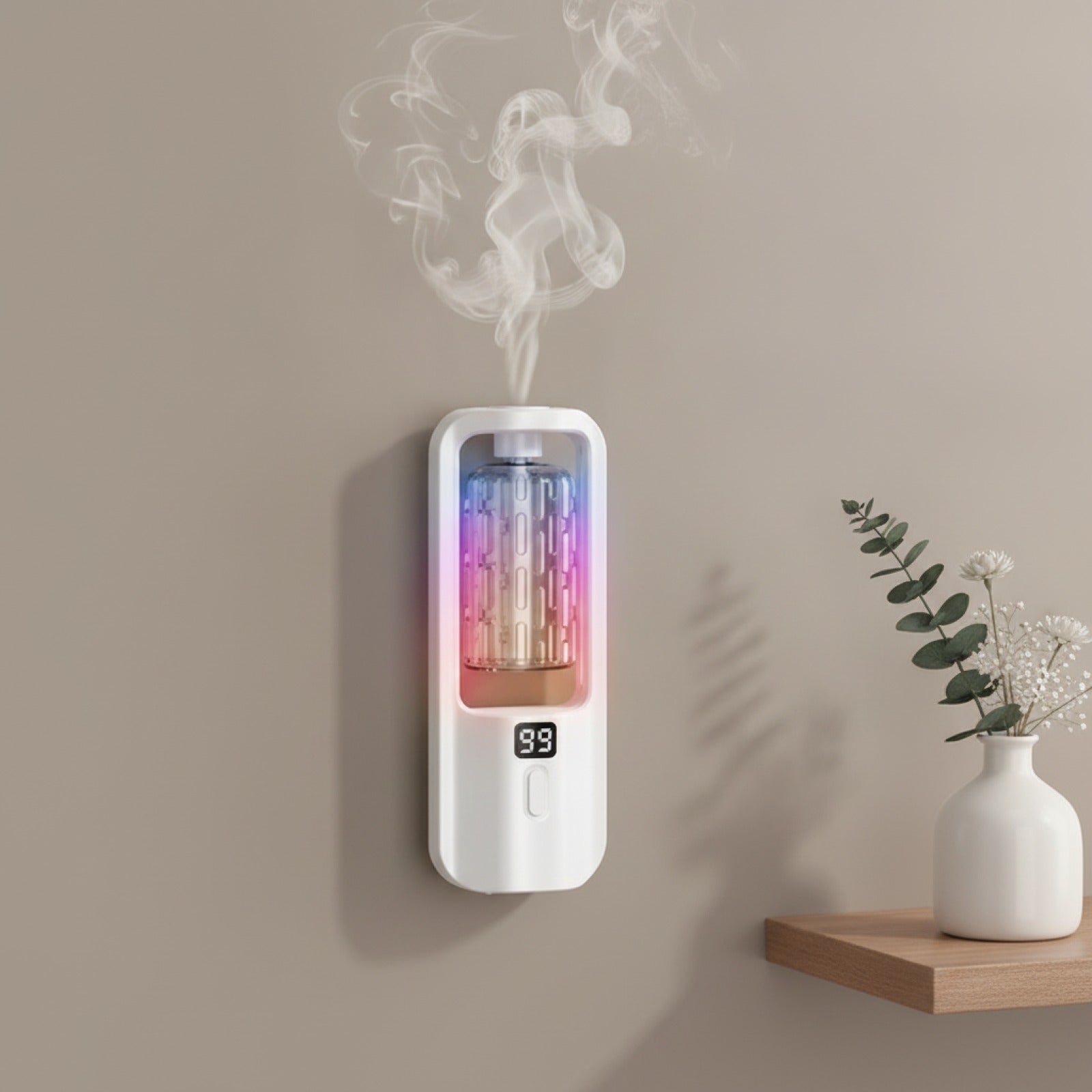 Diffuseur d'arômes mural automatique avec lumière colorée - Purificateur d'air et humidificateur